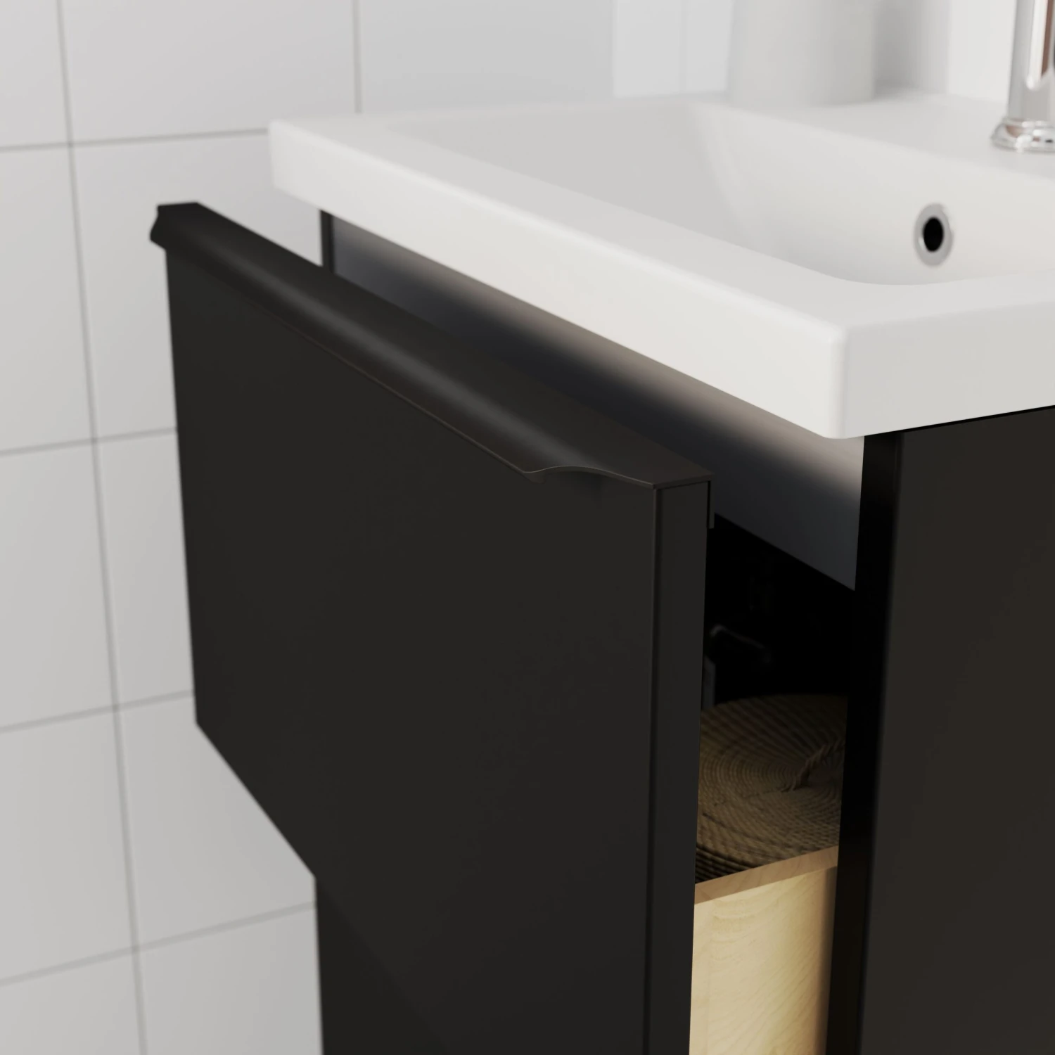 GoodHome Imandra Matt Black Bathroom Edge Handle (L)500mm 3 GoodHome Imandra Matt Black Bathroom Edge Handle (L)500mm - Image 3