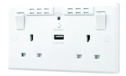 LAP White 13A Raised Slim Switched Double WiFi Extender Socket With USB