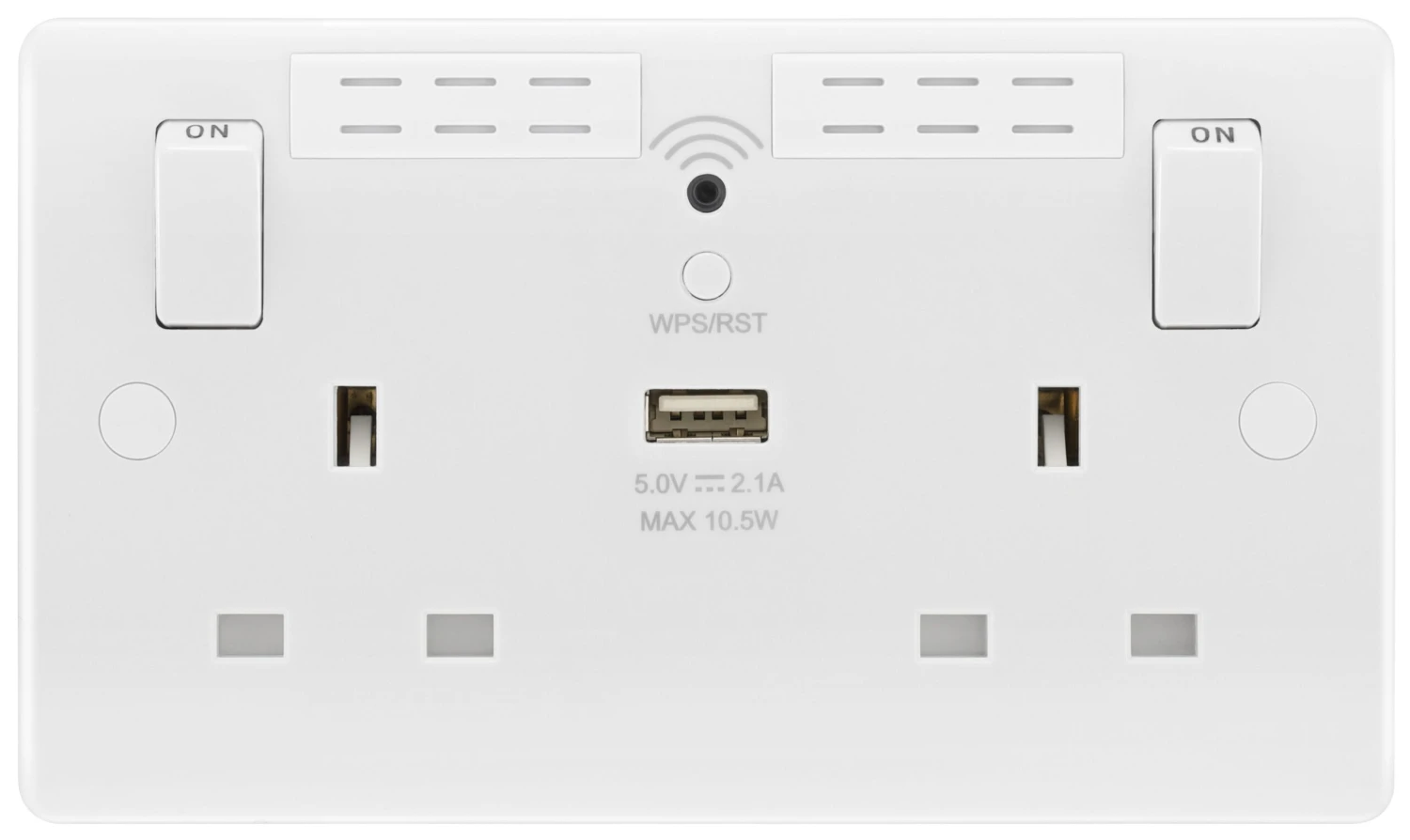 LAP White 13A Raised Slim Switched Double WiFi Extender Socket With USB 2 LAP White 13A Raised Slim Switched Double WiFi Extender Socket With USB - Image 2