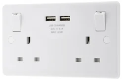 LAP White Double 13A Switched Socket With USB X2 3.1A & White Inserts -Master Yale Shop lap white double 13a switched socket with usb x2 3 1a white inserts5052931646098 01c scaled