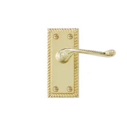 Louga Polished Brass Effect Zamak Scroll Latch Door Handle (L)92mm