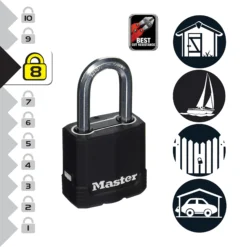 Master Lock Excell Heavy Duty Laminated Black 4 Pin Tumbler Cylinder Open Shackle Padlock (W)49mm -Master Yale Shop master lock excell heavy duty laminated black 4 pin tumbler cylinder open shackle padlock w 49mm3520190930392 37c bq