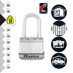 Master Lock Excell Heavy Duty Laminated Steel Black Medium Open Shackle Padlock (W)45mm -Master Yale Shop master lock excell heavy duty laminated steel black medium open shackle padlock w 45mm3520190929600 37c bq