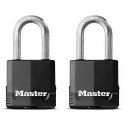 Master Lock Excell Heavy Duty Laminated Steel Black Open Shackle Padlock (W)48mm, Pack Of 2