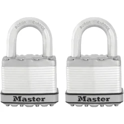 Master Lock Excell Heavy Duty Laminated Steel Black Open Shackle Padlock (W)50mm, Pack Of 2