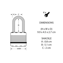 Master Lock Excell Heavy Duty Laminated Steel Long Shackle Padlock (W)45mm 13 Master Lock Excell Heavy Duty Laminated Steel Long Shackle Padlock (W)45mm -Master Yale Shop master lock excell heavy duty laminated steel long shackle padlock w 45mm3520190929853 01t bq