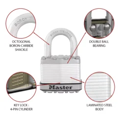 Master Lock Excell Heavy Duty Laminated Steel Medium Padlock (W)50mm -Master Yale Shop master lock excell heavy duty laminated steel medium padlock w 50mm3520190929884 36c bq