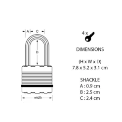 Master Lock Excell Heavy Duty Laminated Steel Open Shackle Padlock (W)50mm -Master Yale Shop master lock excell heavy duty laminated steel open shackle padlock w 50mm3520190929624 01t bq