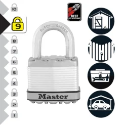 Master Lock Excell Heavy Duty Laminated Steel Open Shackle Padlock (W)50mm -Master Yale Shop master lock excell heavy duty laminated steel open shackle padlock w 50mm3520190929624 37c bq