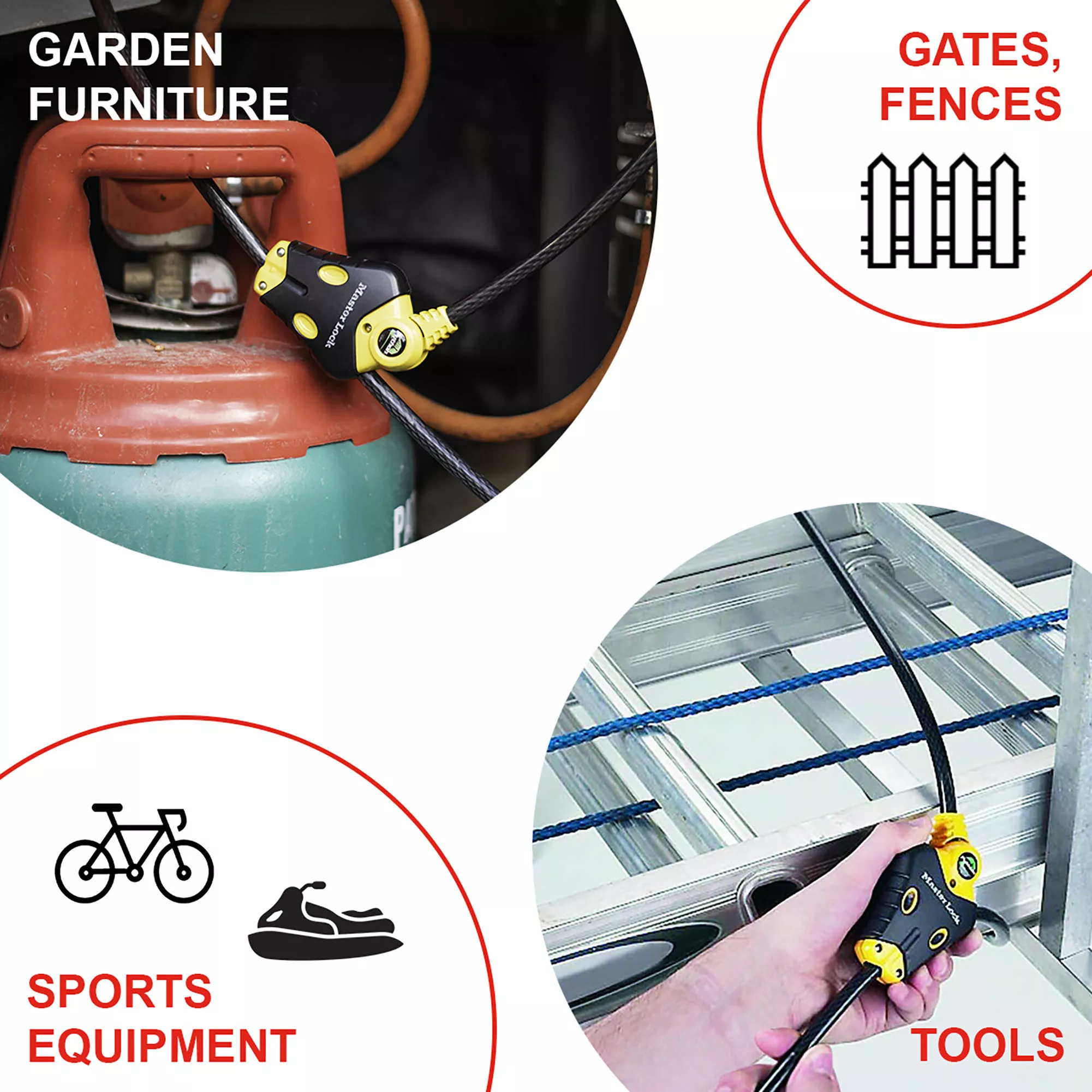 Master Lock Python Black & Yellow Braided Steel Bike & Motorbike Cable Lock (L)1.8m 3 Master Lock Python Black & Yellow Braided Steel Bike & Motorbike Cable Lock (L)1.8m - Image 3