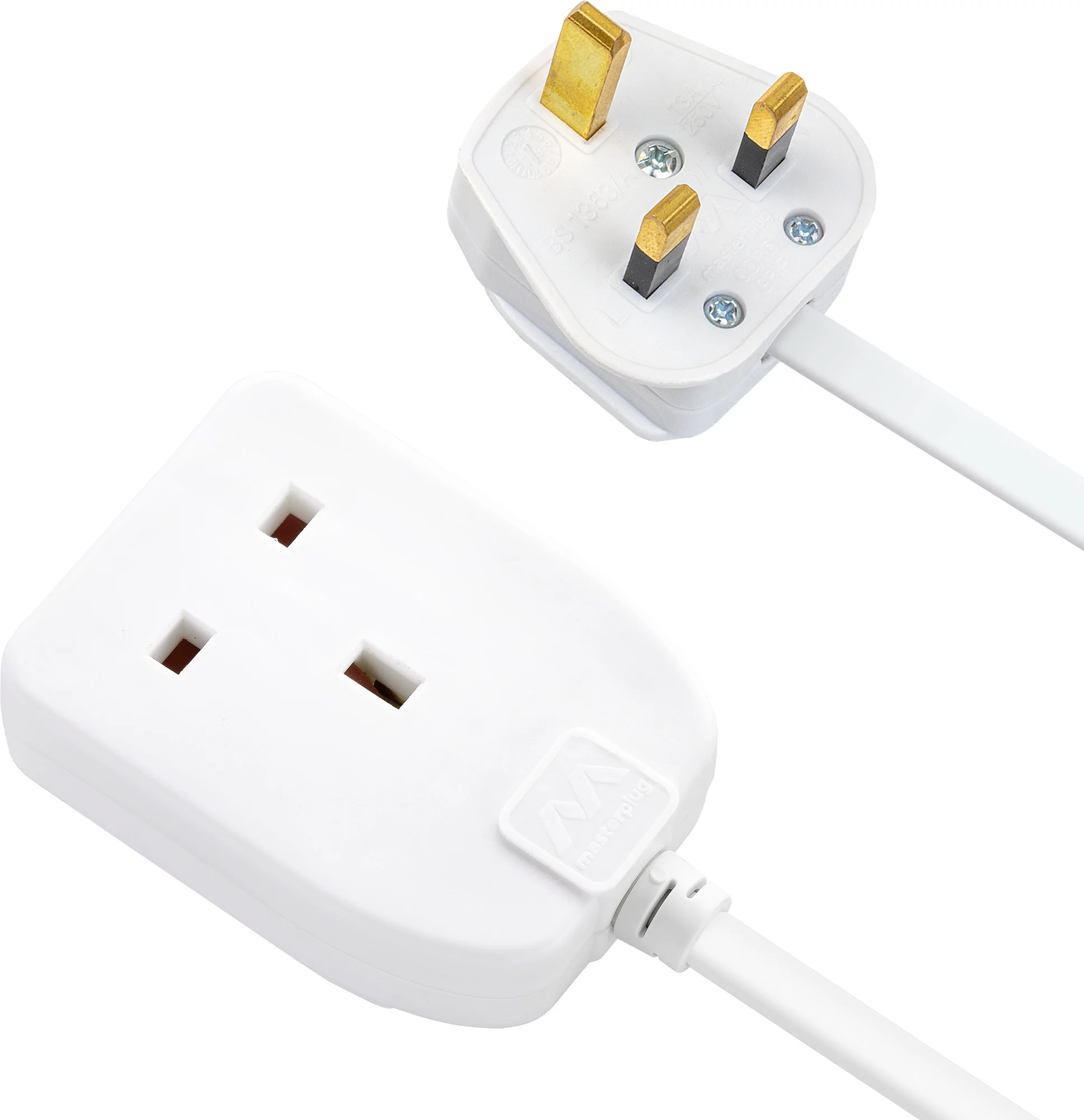 Masterplug 1 Socket 13A White Extension Lead, 8m 5 Masterplug 1 Socket 13A White Extension Lead, 8m - Image 5