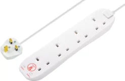 Masterplug 4 Socket 13A Surge Protected White Extension Lead, 8m