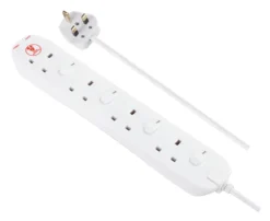Masterplug 4 Socket 13A Switched Surge Protected White Extension Lead, 2m -Master Yale Shop masterplug 4 socket 13a switched surge protected white extension lead 2m5015056641669 06c bq scaled