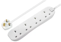 Masterplug 4 Socket 13A White Extension Lead, 8m