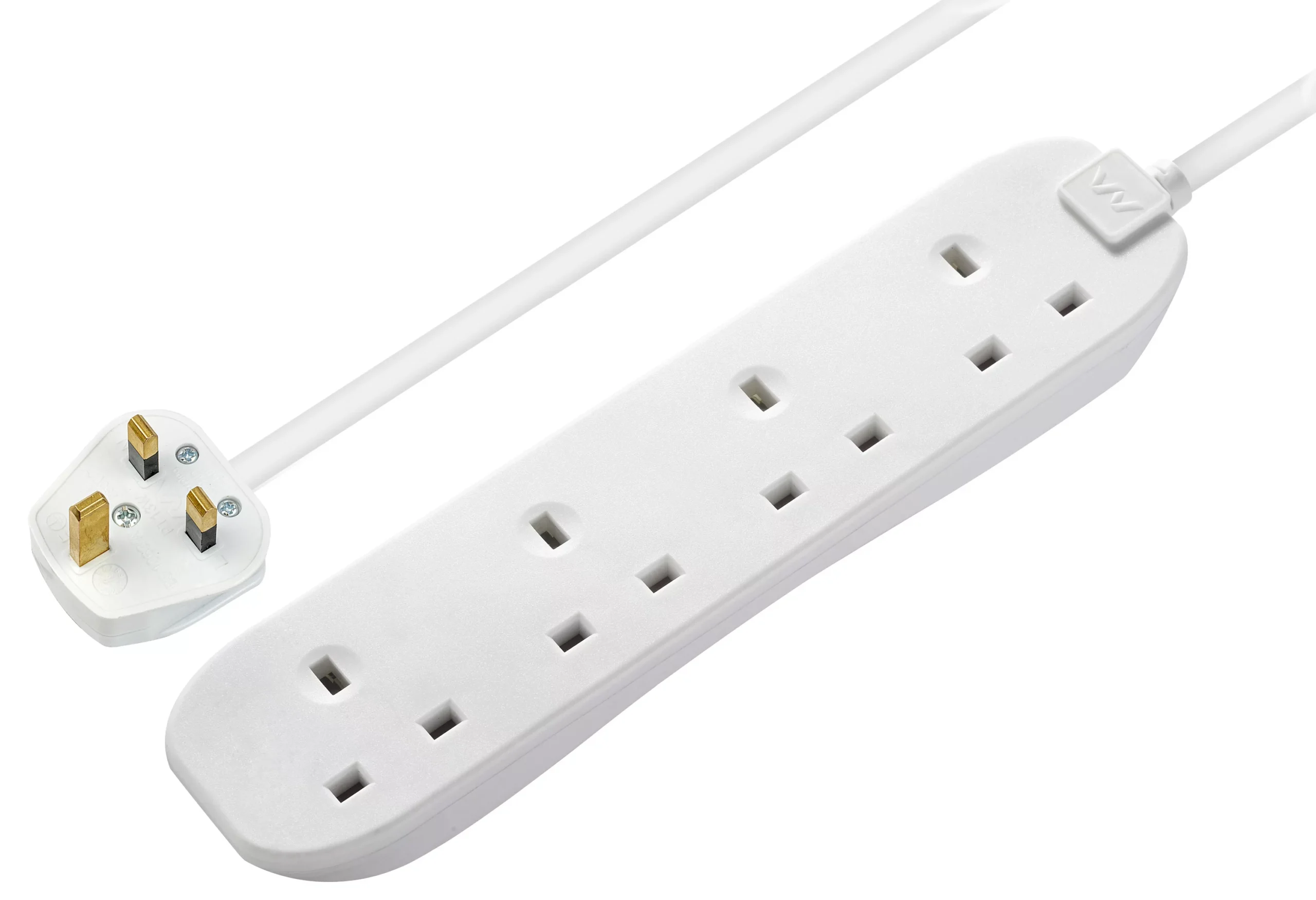 Masterplug 4 Socket 13A White Extension Lead, 8m 1 Masterplug 4 Socket 13A White Extension Lead, 8m