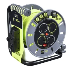 Masterplug 4 Socket Grey & Green Indoor & Outdoor Cable Reel, 25m
