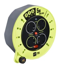 Masterplug 4 Socket Grey & Green Indoor & Outdoor Cable Reel, 5m