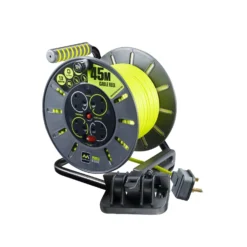 Masterplug 4 Socket Grey Indoor & Outdoor Cable Reel, 45m