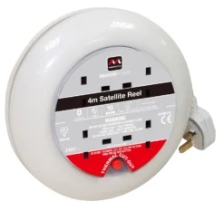 Masterplug 4 Socket White Indoor Cable Reel, 4m