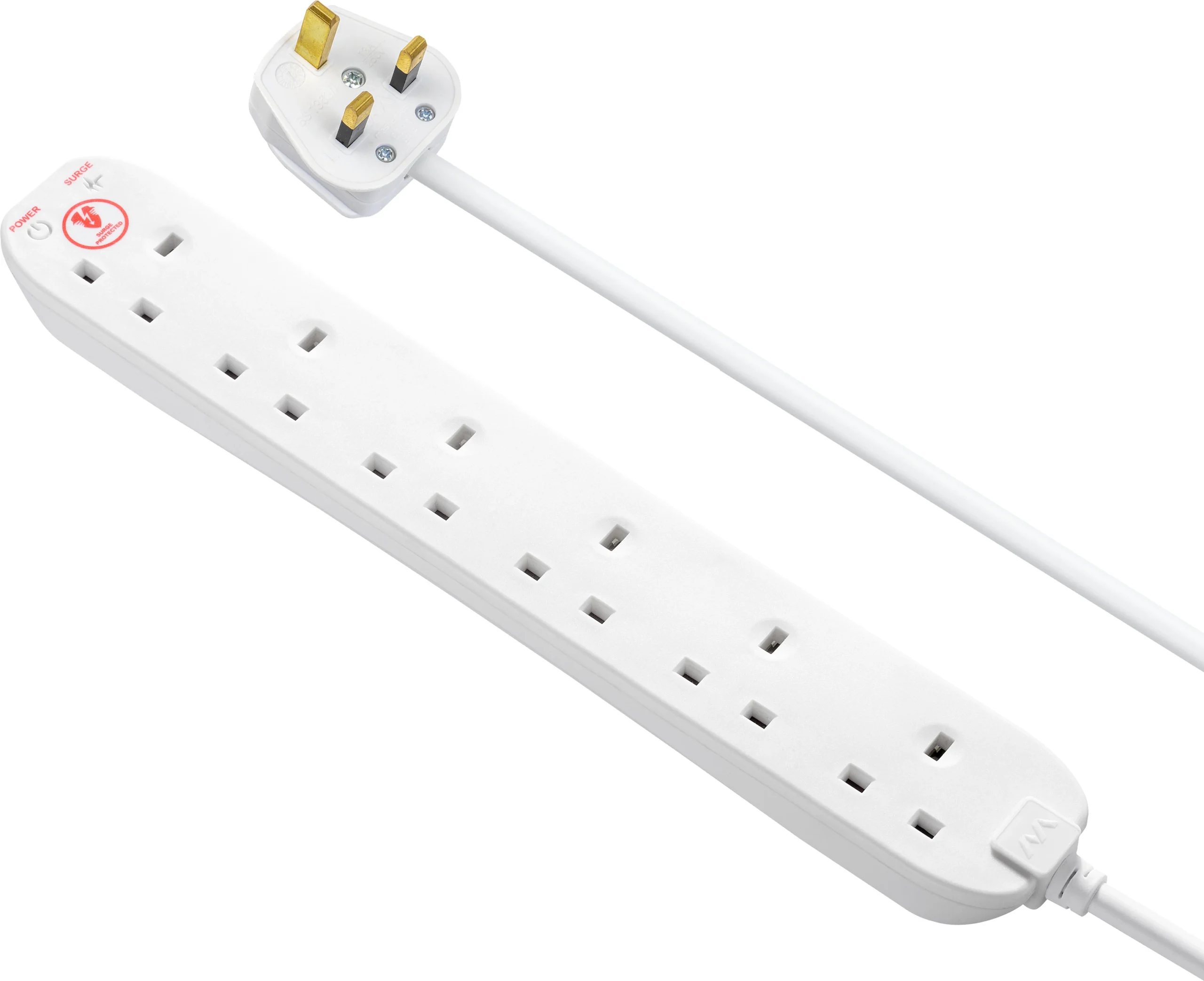 Masterplug 6 Socket 13A Surge Protected White Extension Lead, 2m 5 Masterplug 6 Socket 13A Surge Protected White Extension Lead, 2m - Image 5