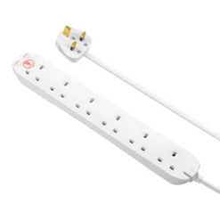 Masterplug 6 Socket 13A Surge Protected White Extension Lead, 4m -Master Yale Shop masterplug 6 socket 13a surge protected white extension lead 4m5015056661940 06c bq scaled