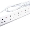 Masterplug 6 Socket 13A White Extension Lead, 2m