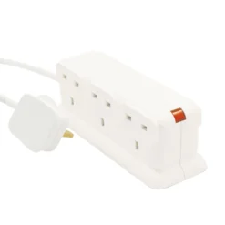 Masterplug 6 Socket 13A White Extension Lead, 3m