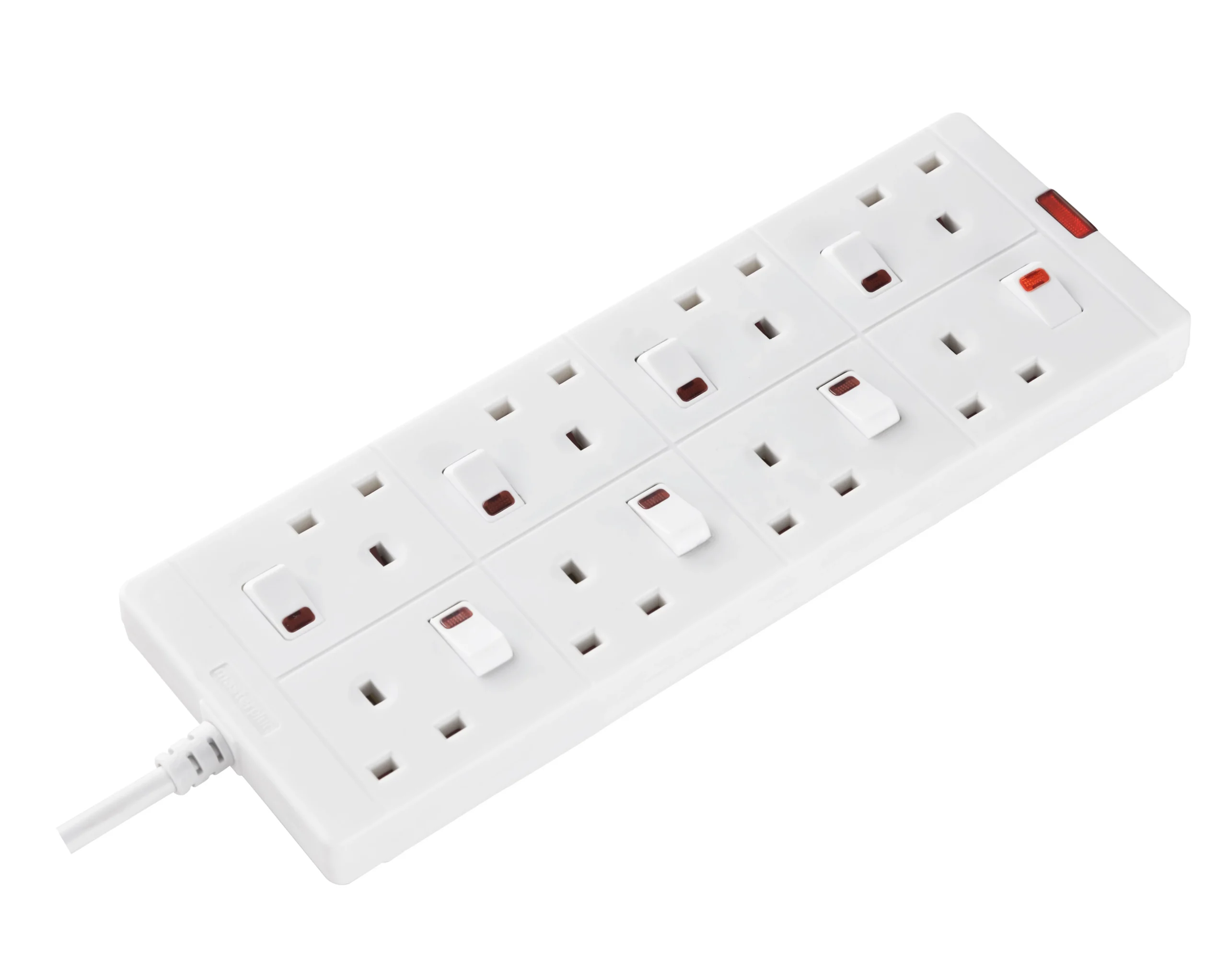 Masterplug 8 Socket 13A Switched White Extension Lead, 2m 5 Masterplug 8 Socket 13A Switched White Extension Lead, 2m - Image 5