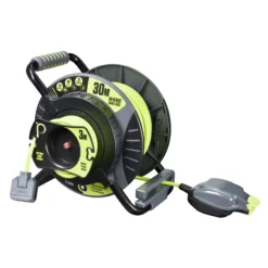 Masterplug IP54 Rated Reverse Anti Twist 1 Socket Grey & Green Indoor & Outdoor Cable Reel, 30m -Master Yale Shop masterplug ip54 rated reverse anti twist 1 socket grey green indoor outdoor cable reel 30m5015056538952 06c bq scaled