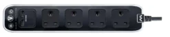 Masterplug Surge Black 4 Socket Extension Lead With USB, 1m -Master Yale Shop masterplug surge black 4 socket extension lead with usb 1m5015056574783 05C bq