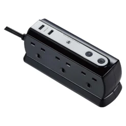 Masterplug Surge Black 6 Socket Extension Lead With USB, 2m -Master Yale Shop masterplug surge black 6 socket extension lead with usb 2m5015056567020 21c bq