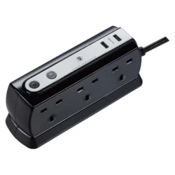 Masterplug Surge Black 6 Socket Extension Lead With USB, 2m -Master Yale Shop masterplug surge black 6 socket extension lead with usb 2m5015056567020 22c bq