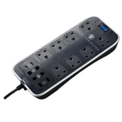Masterplug Surge Black 8 Socket Extension Lead With USB, 2m -Master Yale Shop masterplug surge black 8 socket extension lead with usb 2m5015056638881 21c bq
