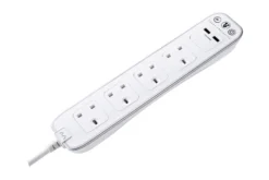 Masterplug Surge White 4 Socket Extension Lead With USB, 1m -Master Yale Shop masterplug surge white 4 socket extension lead with usb 1m5015056539027 03c bq