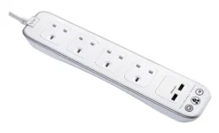 Masterplug Surge White 4 Socket Extension Lead With USB, 1m -Master Yale Shop masterplug surge white 4 socket extension lead with usb 1m5015056539027 36c bq