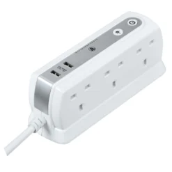 Masterplug Surge White 6 Socket Extension Lead With USB, 2m -Master Yale Shop masterplug surge white 6 socket extension lead with usb 2m5015056548241 21c bq