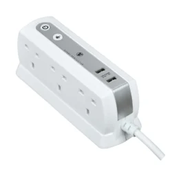 Masterplug Surge White 6 Socket Extension Lead With USB, 2m -Master Yale Shop masterplug surge white 6 socket extension lead with usb 2m5015056548241 22c bq