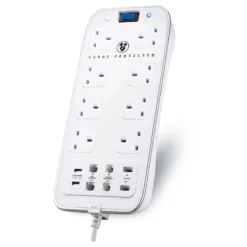 Masterplug Surge White 8 Socket Extension Lead With USB, 2m