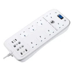 Masterplug Surge White 8 Socket Extension Lead With USB, 2m -Master Yale Shop masterplug surge white 8 socket extension lead with usb 2m5015056638874 22c bq