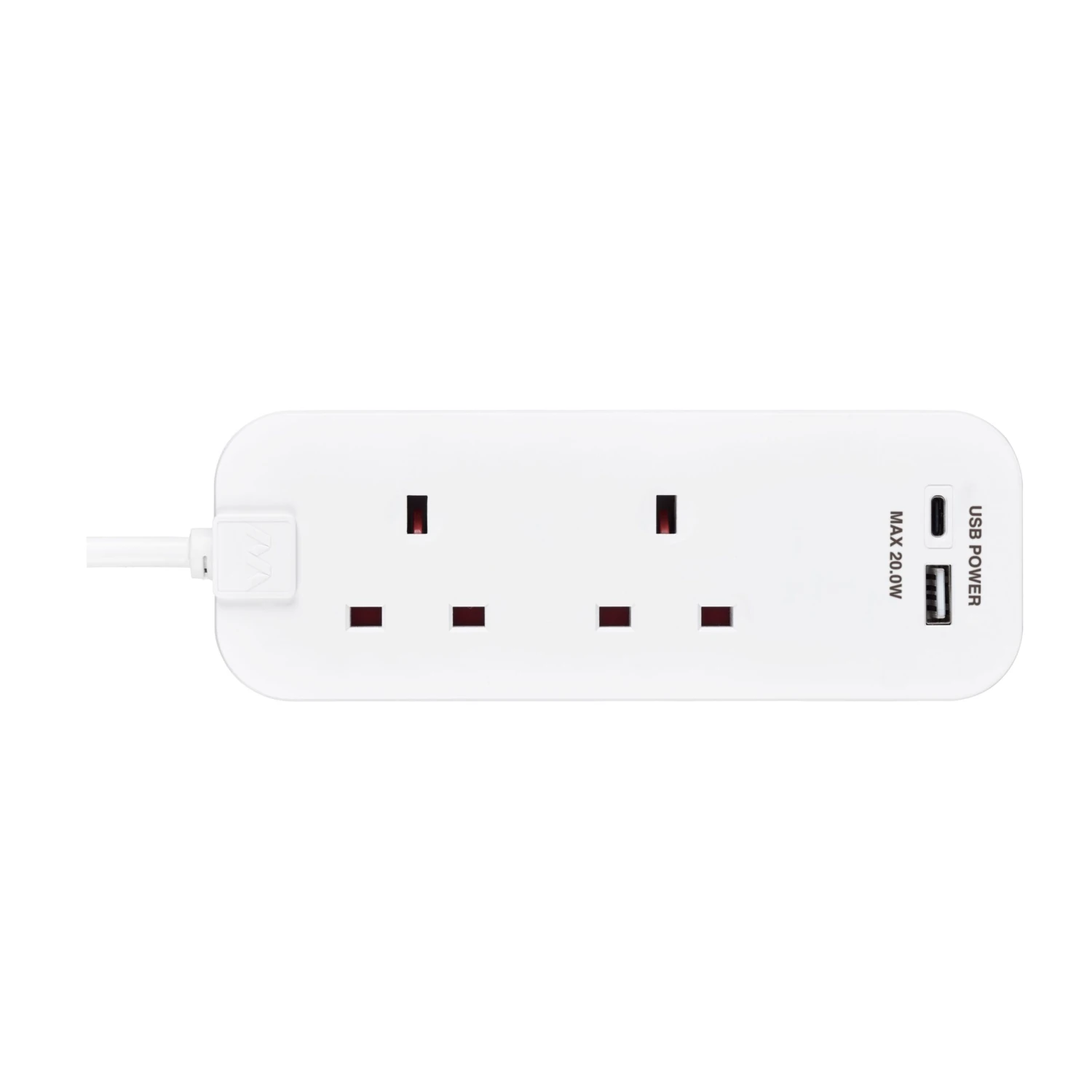 Masterplug White 13A 2 Socket Travel Extension Lead With USB, 0.45m 2 Masterplug White 13A 2 Socket Travel Extension Lead With USB, 0.45m - Image 2