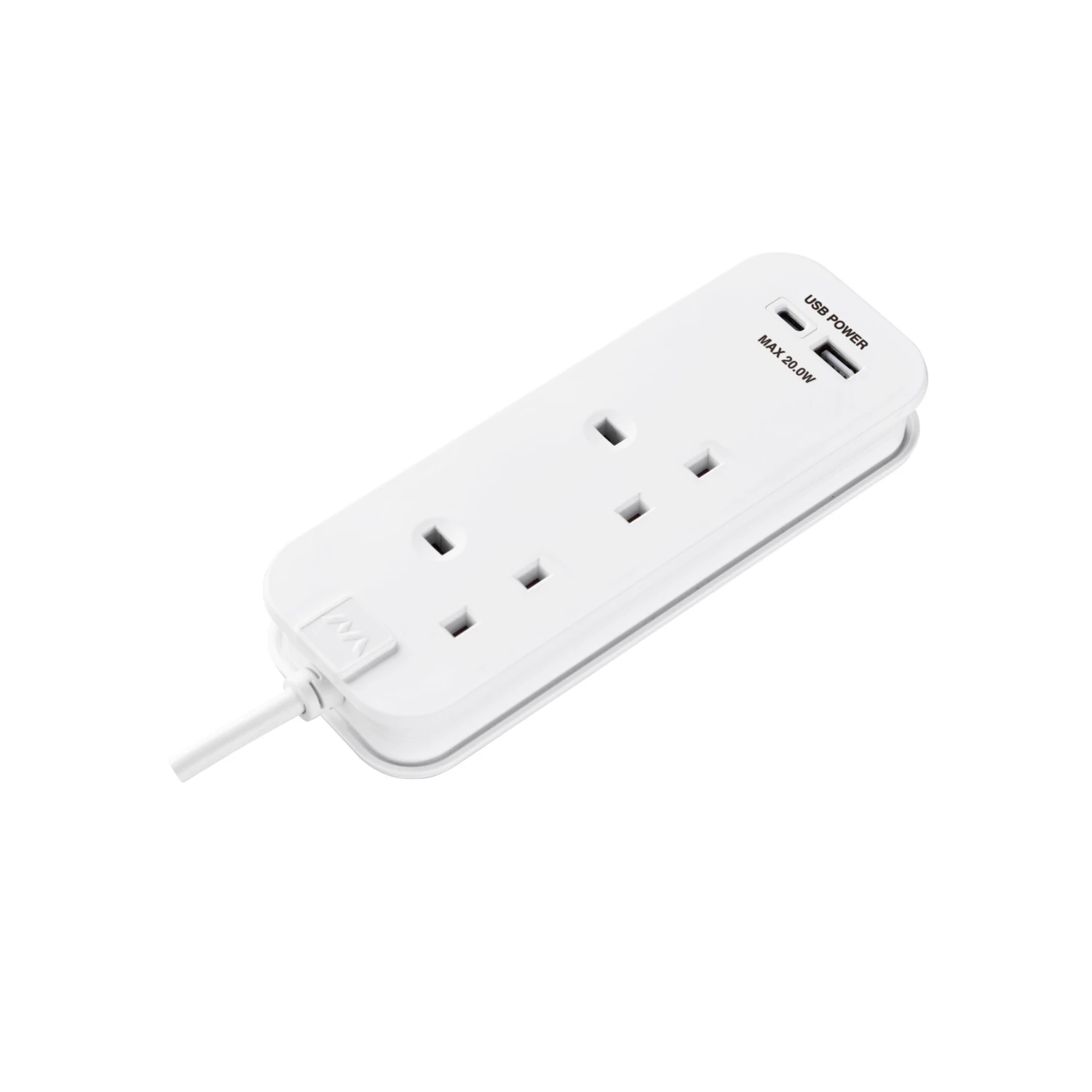 Masterplug White 13A 2 Socket Travel Extension Lead With USB, 0.45m 3 Masterplug White 13A 2 Socket Travel Extension Lead With USB, 0.45m - Image 3