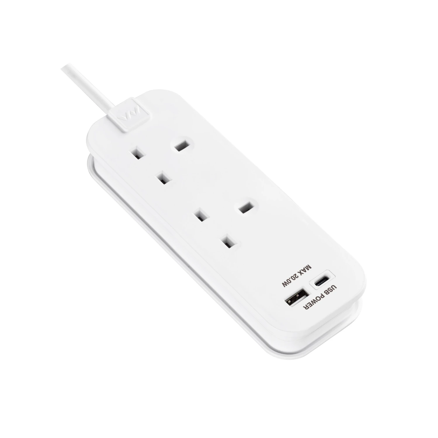 Masterplug White 13A 2 Socket Travel Extension Lead With USB, 0.45m 5 Masterplug White 13A 2 Socket Travel Extension Lead With USB, 0.45m - Image 5