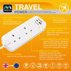 Masterplug White 13A 2 Socket Travel Extension Lead With USB, 0.45m 16 Masterplug White 13A 2 Socket Travel Extension Lead With USB, 0.45m -Master Yale Shop masterplug white 13a 2 socket travel extension lead with usb 0 45m5015056666860 36c bq scaled