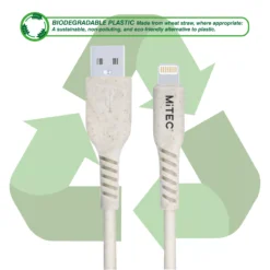 MiTEC Lightning - USB A Biodegradable Charging Cable, 1m, Beige -Master Yale Shop mitec lightning usb a biodegradable charging cable 1m beige5060745412303 04t bq scaled
