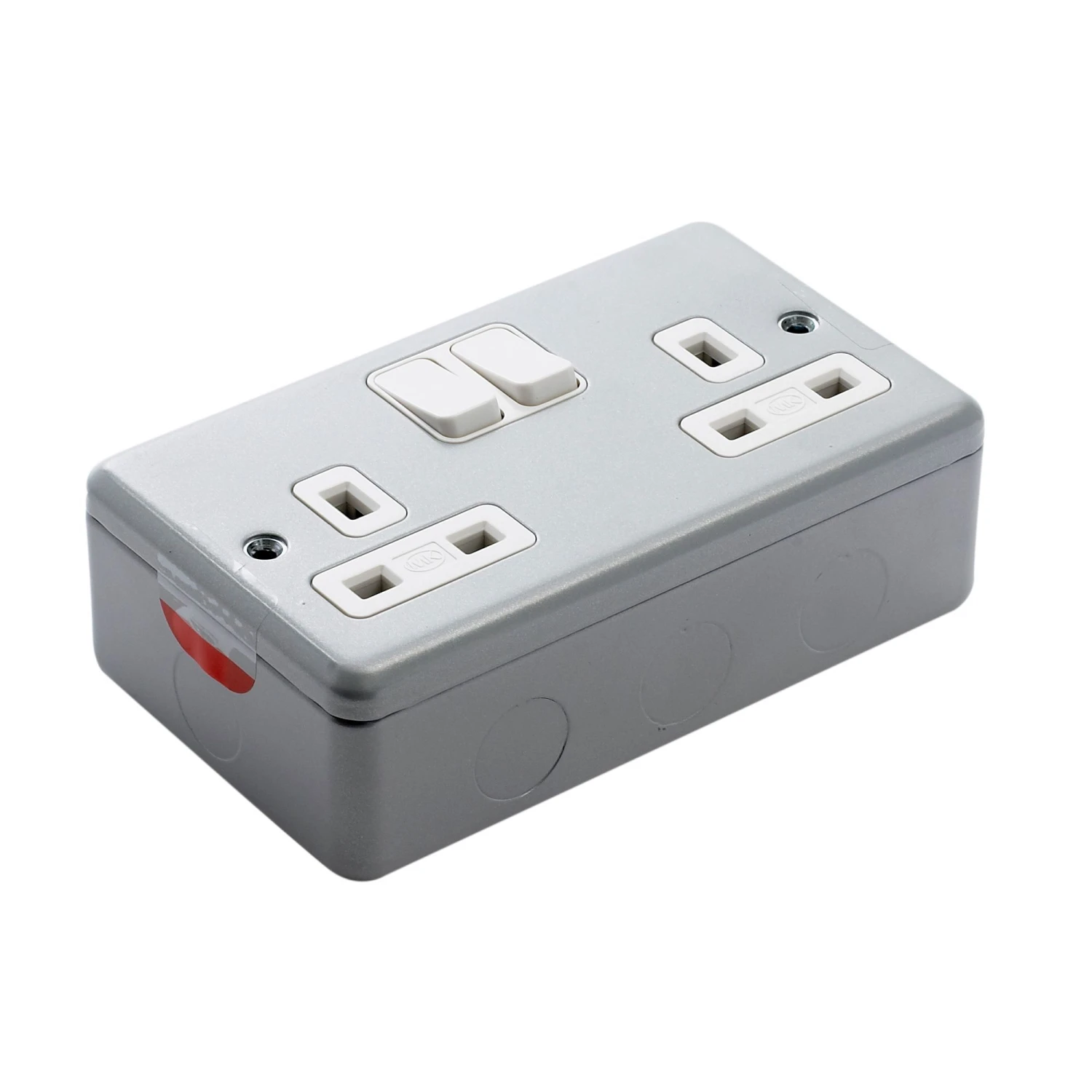 MK 13A Grey 2 Gang Switched Metal-clad Socket With White Inserts 2 MK 13A Grey 2 Gang Switched Metal-clad Socket With White Inserts - Image 2