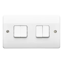 MK White 10A 2 Way 4 Gang Raised Slim Light Switch