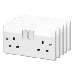 MK White Double 13A Switched Socket, Pack Of 5