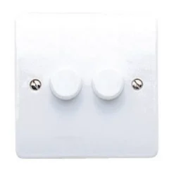 MK White Raised Slim Profile Double 2 Way Dimmer Switch
