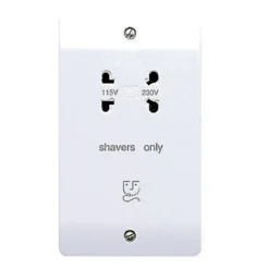 MK White Raised Slim Screwed Shaver Socket Gloss White