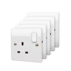 MK White Single 13A Switched Socket, Pack Of 5